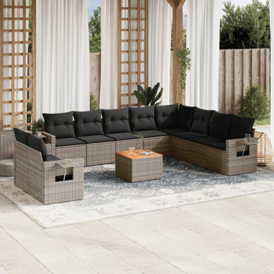  Ensemble de canapé de jardin gris, gris foncé