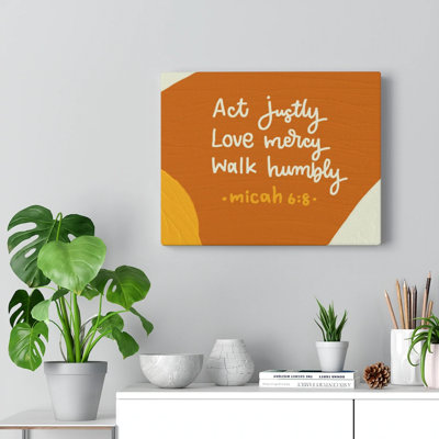 Act Justly Micah 6: 8, art mural verset de la Bible, prêt à être accroché