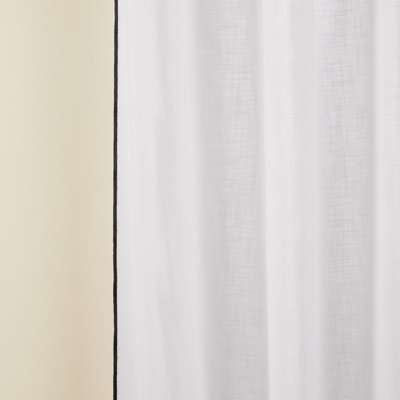 Carlina Semi Sheer Curtain Panel Pair Single Panel, White/Grey, Width 145 x Drop 350cm