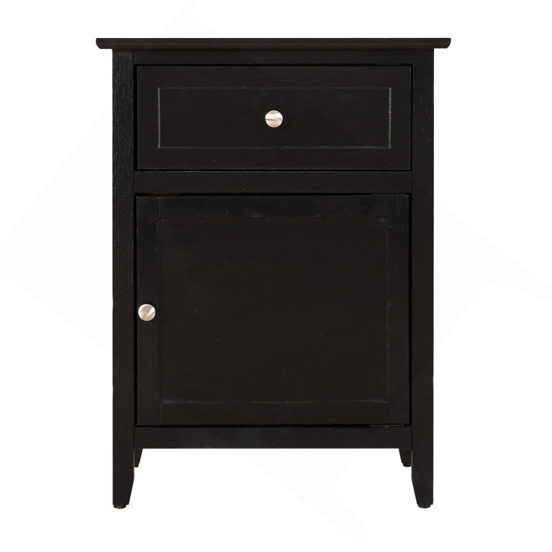 Élégante table de chevet transitionnelle noire pour les chambres à coucher, Noir