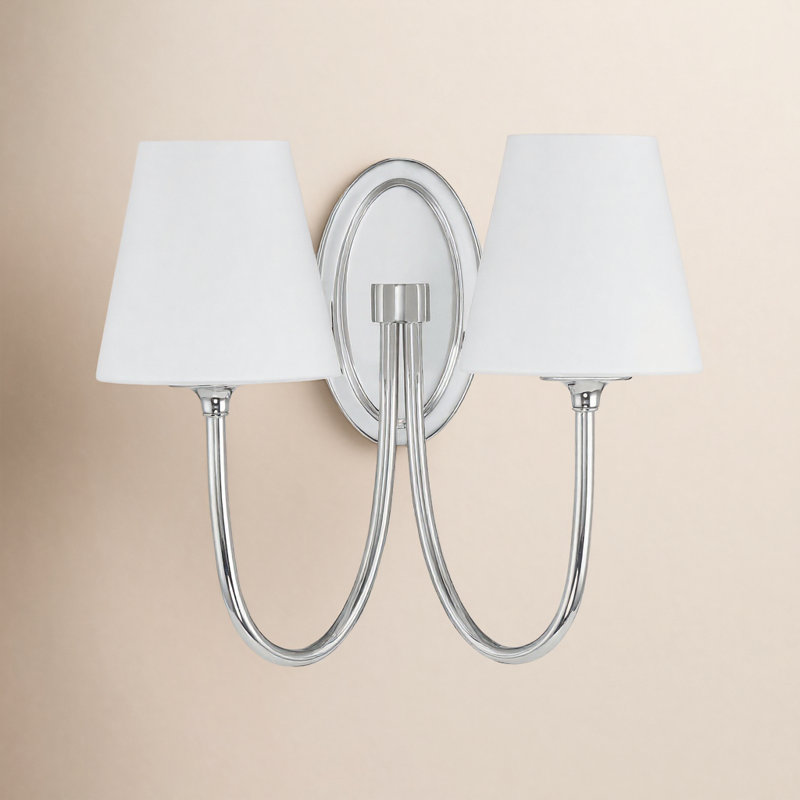 Armida Arcus 2-Light Dimmable Steel Armed Sconce, Polished Nickel