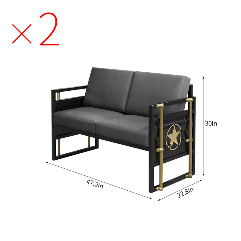Banc de bar industriel rembourré en similicuir pour deux personnes Creative