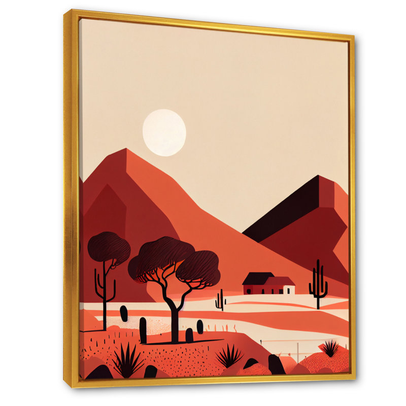 «Yeal Full Moon over Terra Cotta Mountains I», reproduction sur toile, L 16 po x H 32 po, Cadre flottant doré