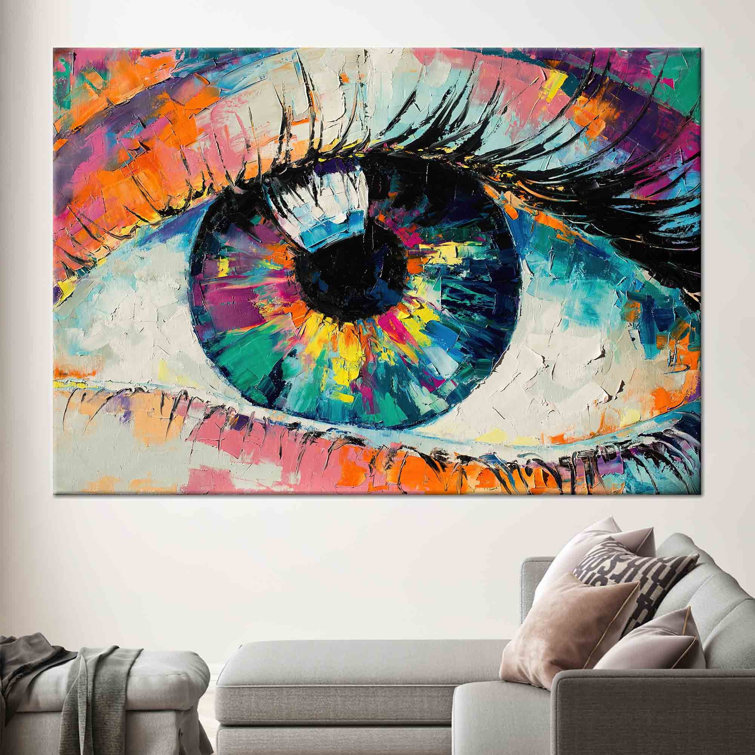 Large Modern Canvas Art Featuring Abstract Colorful Eye Design for Wall Decor in Contemporary Living Spaces