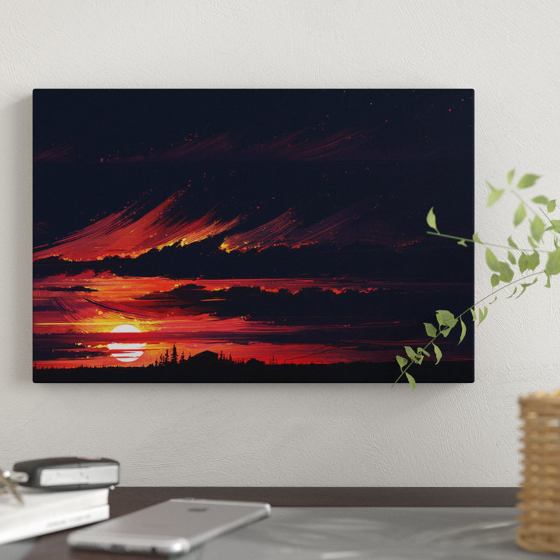 « soleil », reproduction d’impression sur toile tendue, H 12 po x l 18 po x P 1,5 po, Toile tendue, Pas de tapis