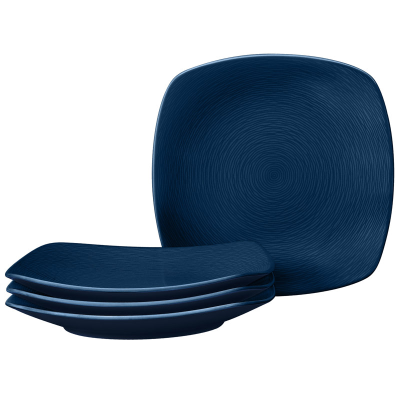 Noritake Colorscapes Swirl Square Dinner Plates, 10-3/4", Navy