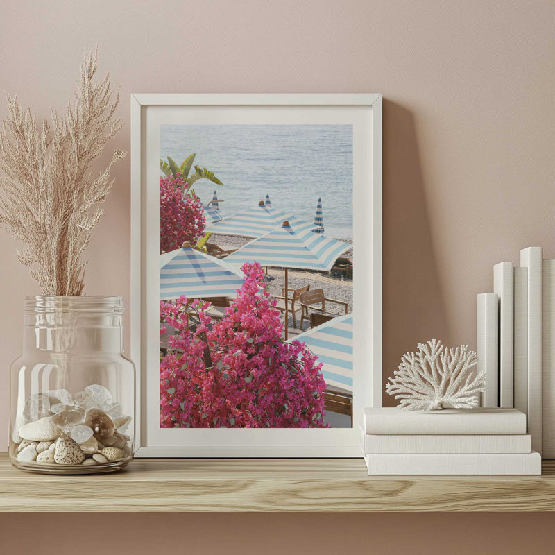 «Bougainvillea By The Sea», reproduction d'art, H 37,25 po x l 25,25 po, Cadre de coin ouvert en or brossé