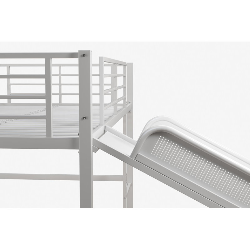Lit mezzanine simple avec glissoire Eliud Kids, Blanc