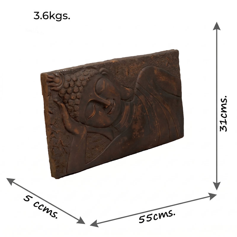 BUDDHA Plaque Landscape 31cm Bronze Effect