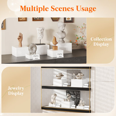 5 risers et supports de buffet, (6 po, 6 po, 7,8 po, 8,3 po, 10 po), risers alimentaires pour table de buffet, porte-gâteaux de dessert pour la fête, présentoir à bijoux de collection, boîtes cubiques gigognes, blanc