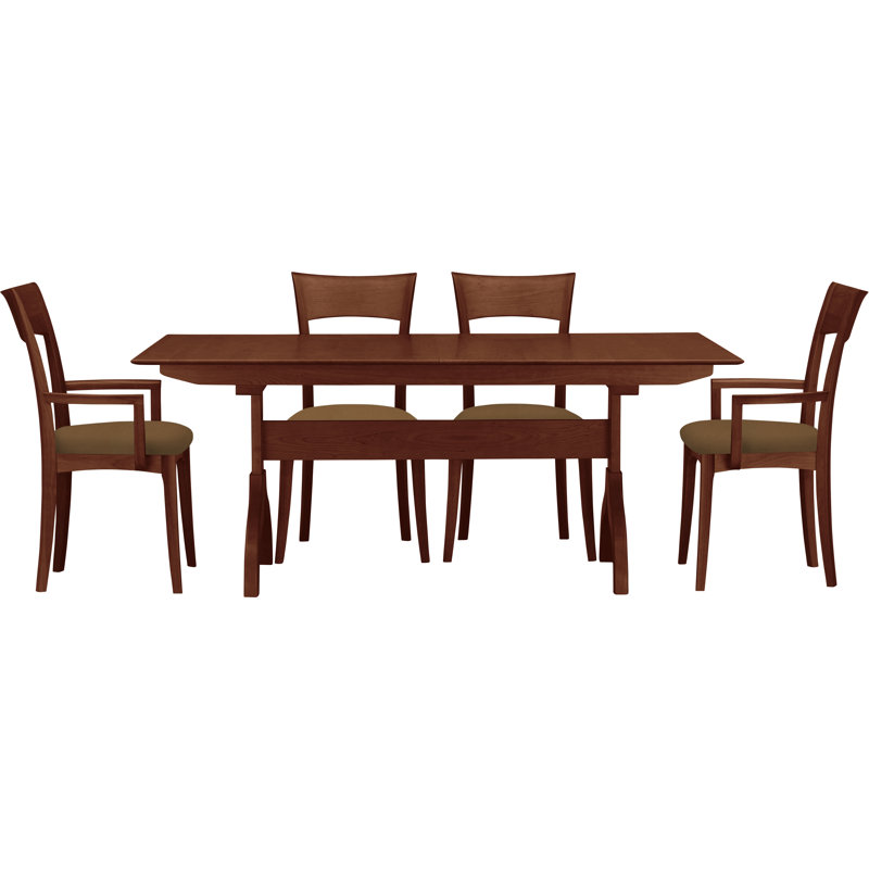 Sarah Solid Wood Top Four Leg Dining Set, Cognac Cherry, Slate (M10245) Fabric