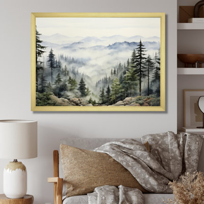 Pine Tree Misty Mountain I On Canvas Print