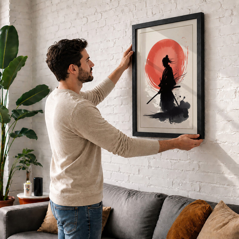 Samurai In Stillness Japandi - Print, A3 - 42.0 x 29.7 cm, White