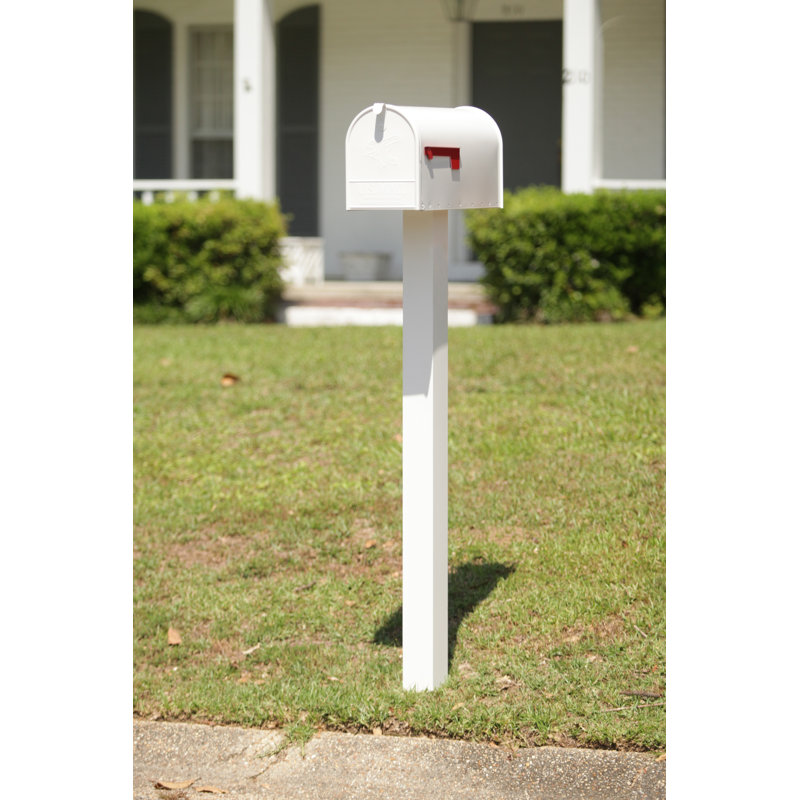 Elite Large Steel Post Mounted Mailbox, White