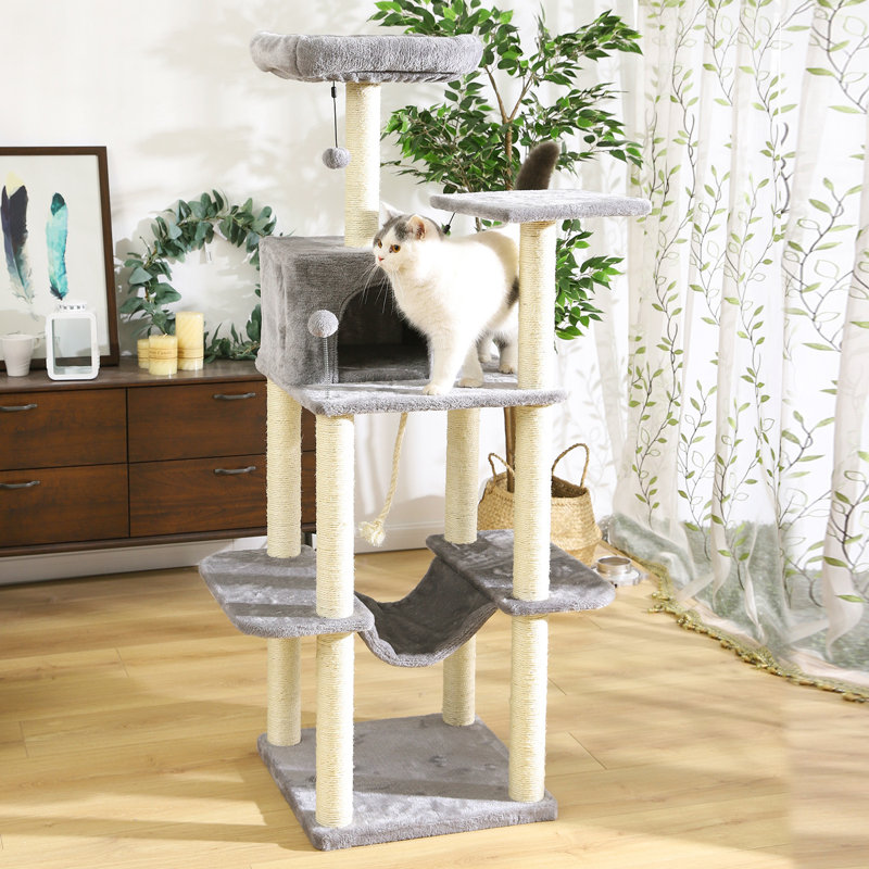 Arbre à chat 60 po recouvert de sisal Lockley, gris