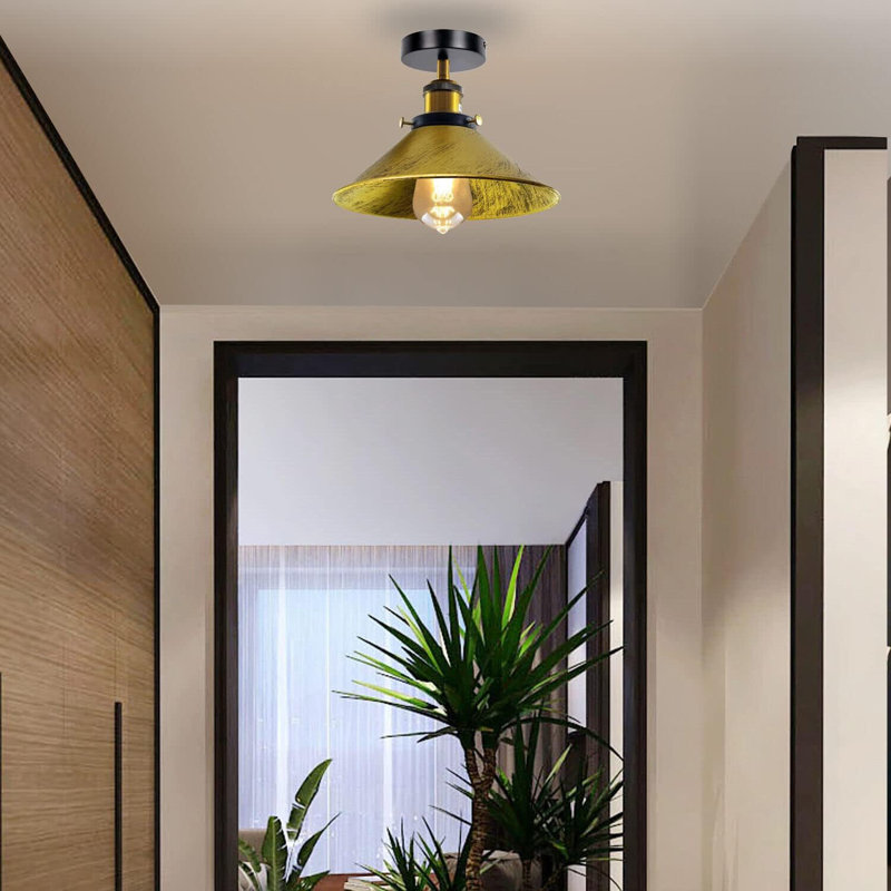 Denzel Semi Flush Mount, Brushed Brass