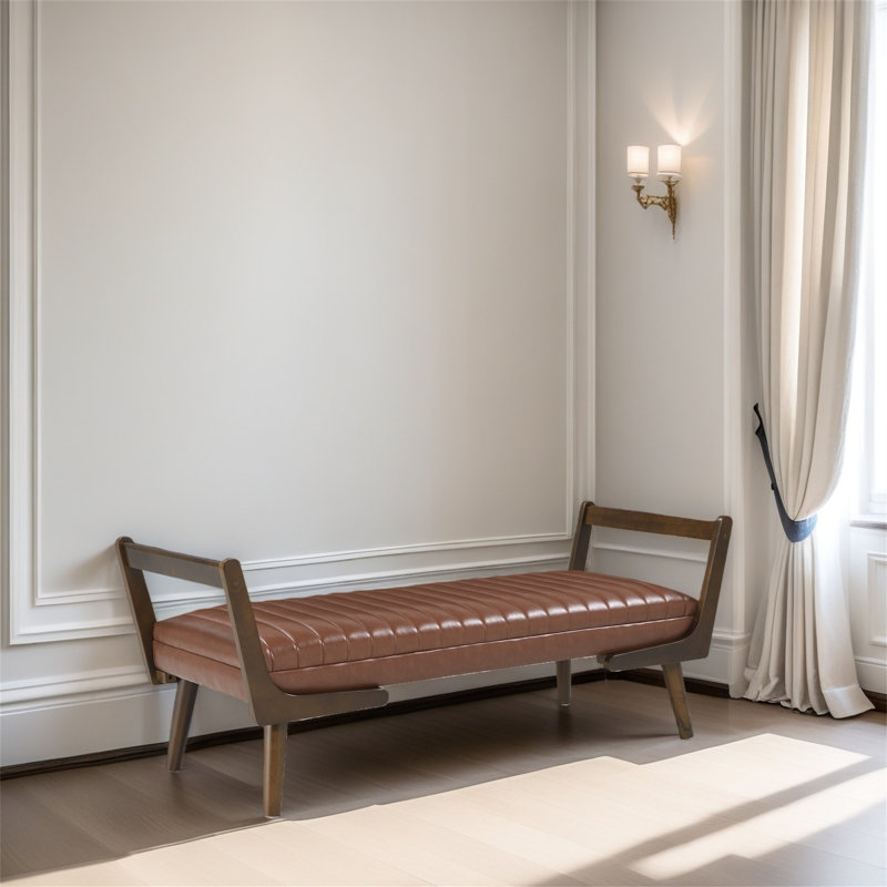 Repose-pieds rembourré de 52 pouces avec rainures, Brun