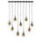 Portinatx 9-Light Linear Chandelier in Satin Black with Hammered Gold by Breegan Jane