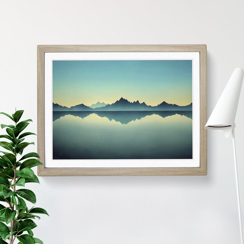 Mountain Lake Reflection Vol.2 - Framed Print, 34cm H x 46cm W x 2cm D, Oak Framed