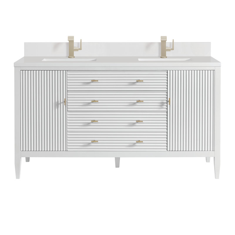 Myrrin 60'' W Double Vanity, White Zeus, Bright White, Single-Hole