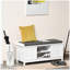Entryway Shoe Bench Storage Ottoman with Sliding Doors, Adjustable Shelving, 6 Compartments, and Padded Seat, Holds 10 Pairs, White