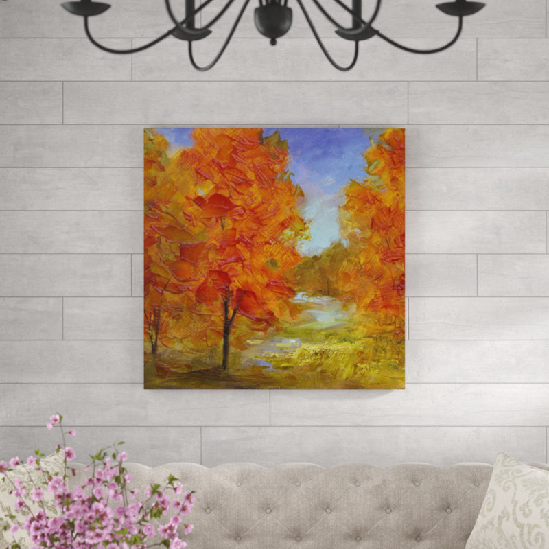 «Burst of Autumn Color», peinture sur toile, H 36 po x l 36 po
