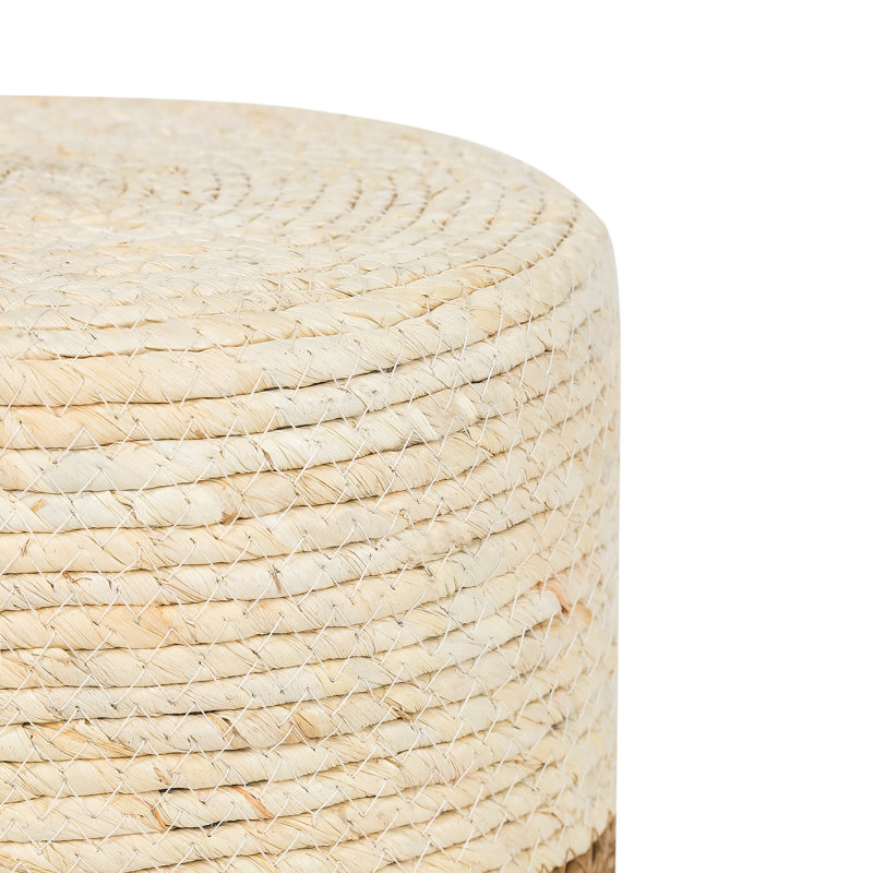 Ariyeh Upholstered Pouf, Brown/Beige