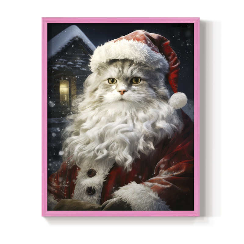 «Santa Paws II», reproduction encadrée - bois massif, H 15 po x l 12 po, Rose