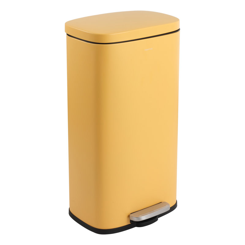Poubelle à ouverture latérale 8 gallons Curtis, noir, Jaune jonquille