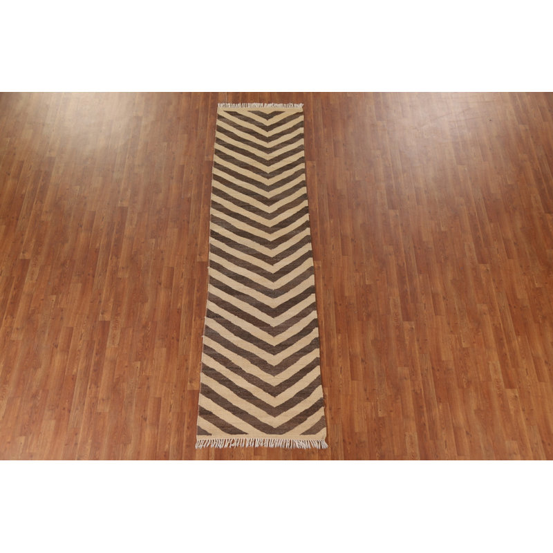 Tapis de couloir en laine à motif de chevrons 3 x 10