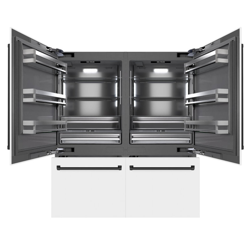 ZLINE Autograph Edition 72 in. 39.6 cu. ft. French Door Built-In Bottom Freezer Refrigerator with Water Dispensers and Ice Makers in Black Stainless Steel with Graphite Gray Interior and Accents