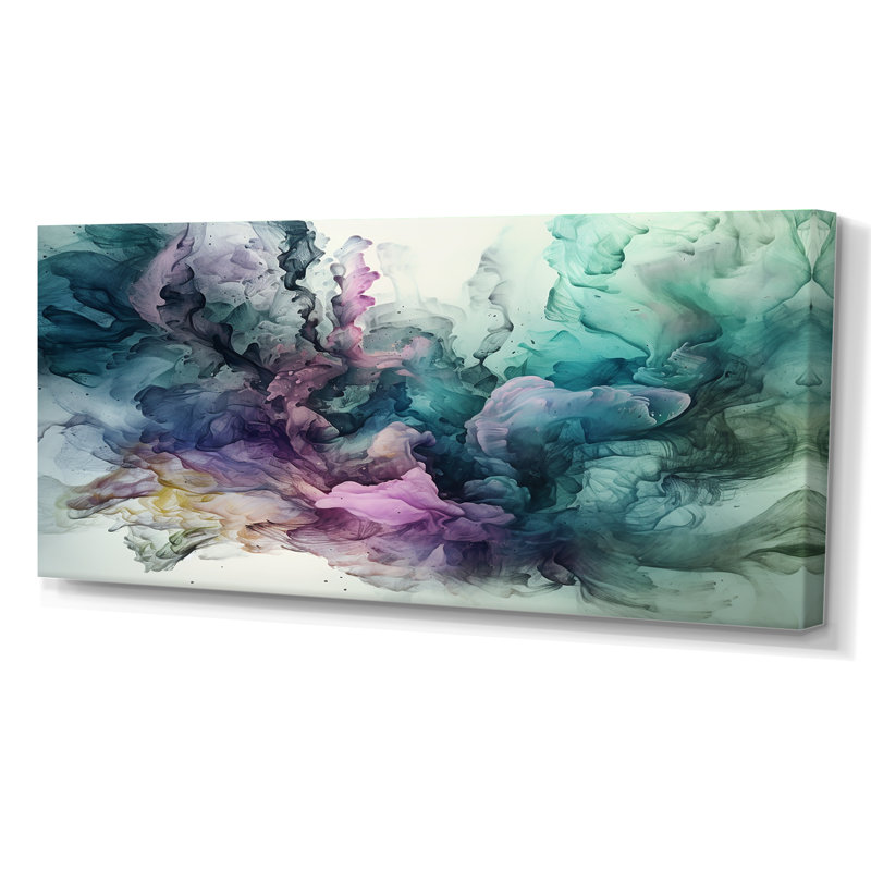 Symphonie marbrée verte - mauve, Toile tendue, H 28 po x l 60 po, No Frame