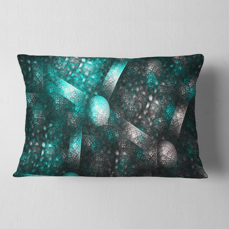 Coussin lombaire à texture en acier à cellules de cristal Abstract, Bleu