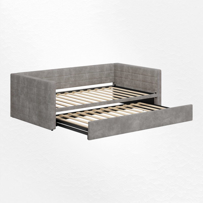 Lit de jour rembourré avec couchette allongée, Gris