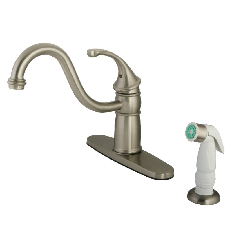 Kingston Brass Georgian Single-Handle Deck Mount Kitchen Faucet, Not Included, Brushed Nickel