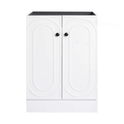 Meuble-lavabo autoportant 24 po et 2 portes d'armoire à fermeture en douceur, sans le lavabo