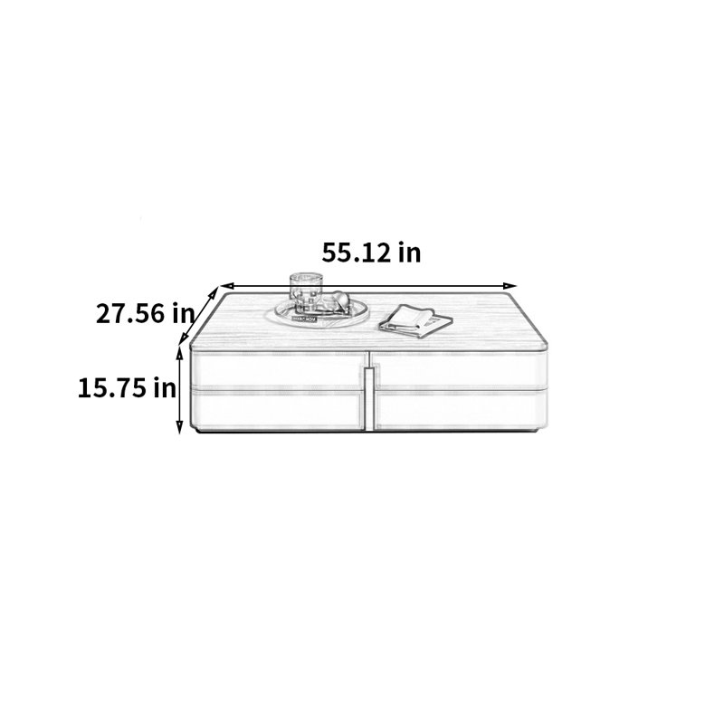 Modern simple light luxury coffee table, 15.75" H x 55.12" L x 27.56" W