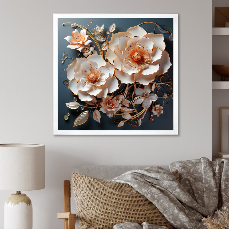 Modern Modern Roses Transparent Romance sur toile, Cadre simple blanc, H 16 po x l 16 po x P 1 po