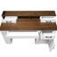 Bureau blanc de 55 po avec plaque de charge, support pour écran amovible et tablette réglable pour une organisation optimale dans le bureau à domicile