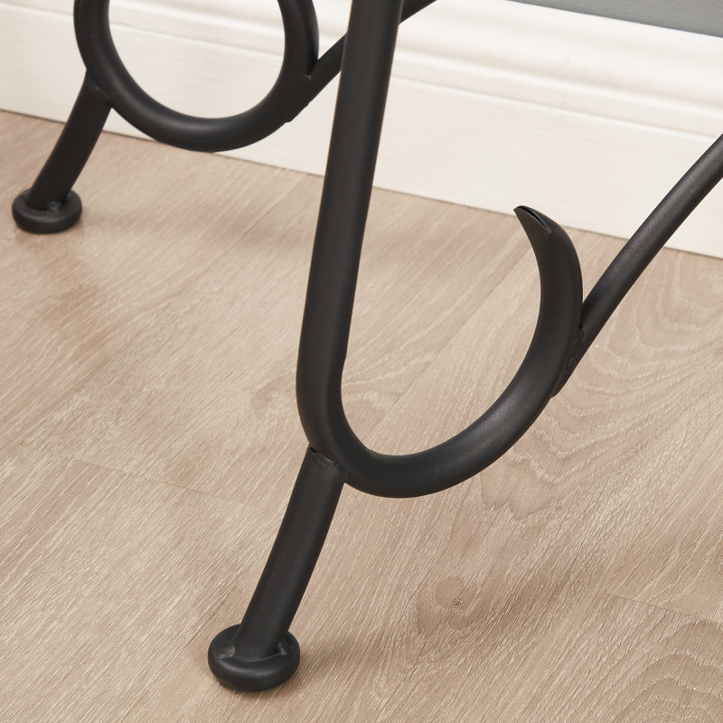 Console et table basse en verre trempé de fabrication robuste, noir rustique, pour le salon | Idée de cadeau