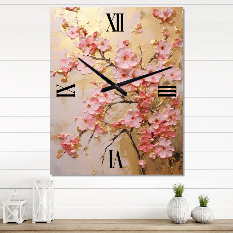 Apple Blossom Harmony II - Horloge murale florale, Grand