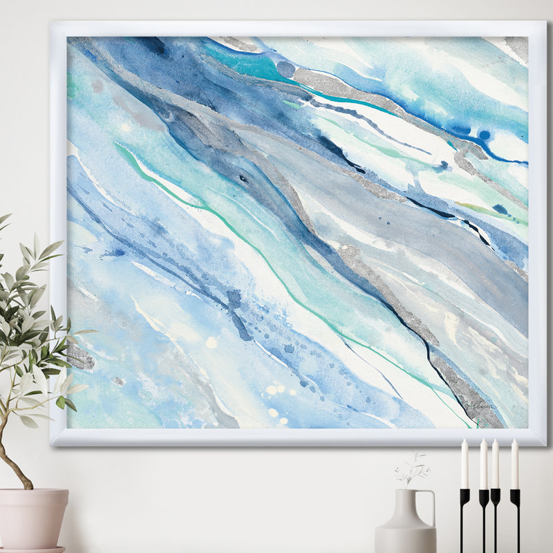 « blue silver spring ii »-reproduction d’image sur toile, Cadre blanc, H 30 po x l 30 po x P 1 po