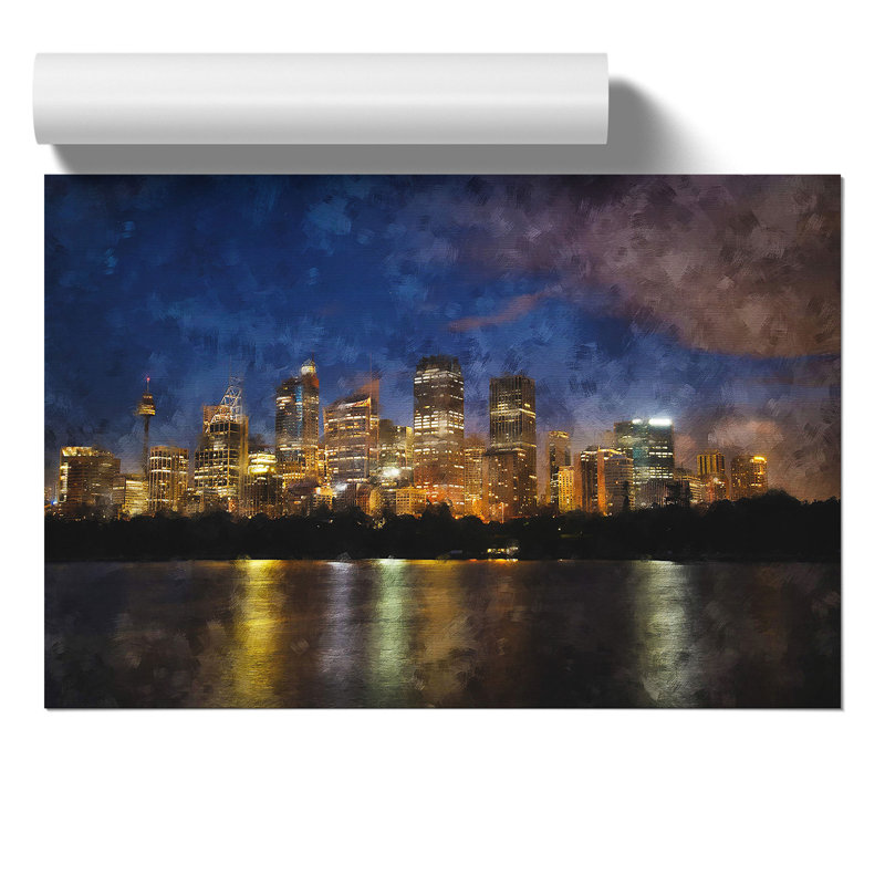 Sydney Skyline Painting - Frameless Print, 21cm H x 30cm W x 0.1cm D