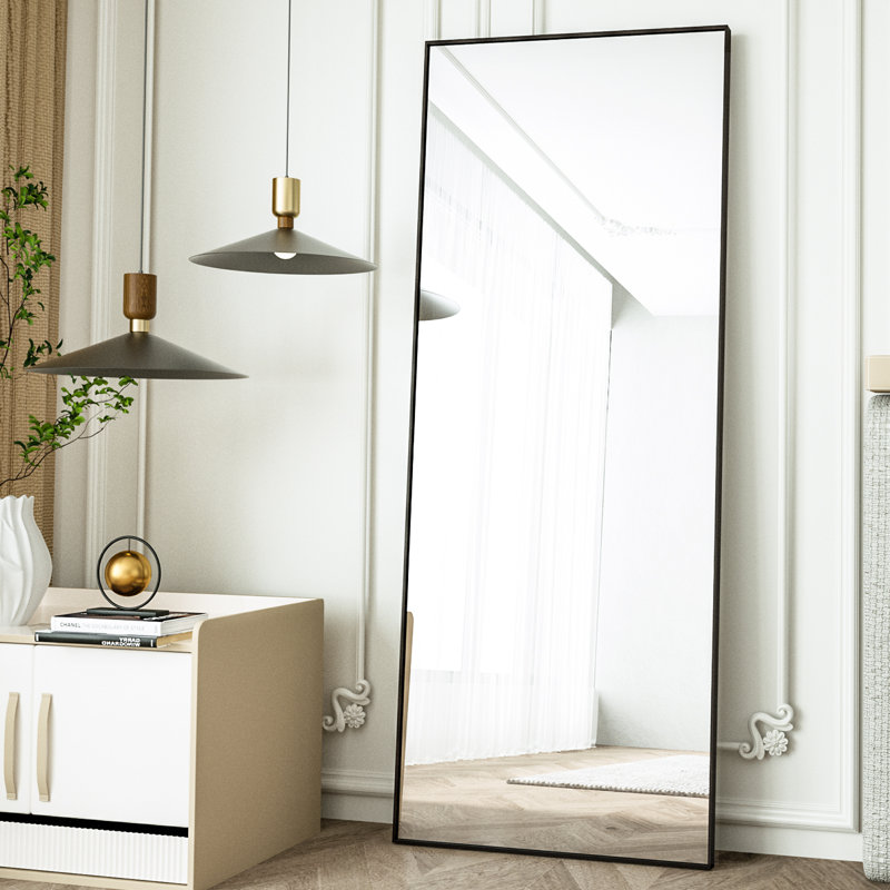 Miroir rectangulaire incassable en aluminium avec support - Basics by Wayfair ™, Noir, H 64 po x l 21 po