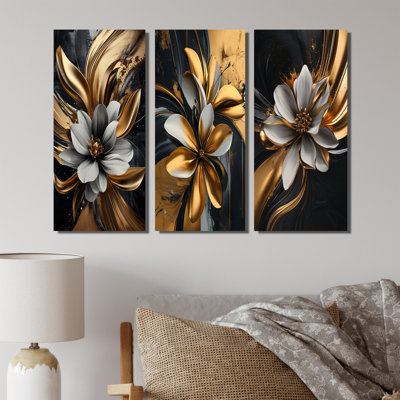 Golden Dahlia Petal I géométrique - Collection d'art mural Dahlia