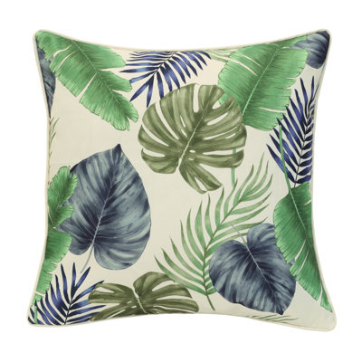 Vintage Blue Floral Outdoor Reversible Throw Pillow