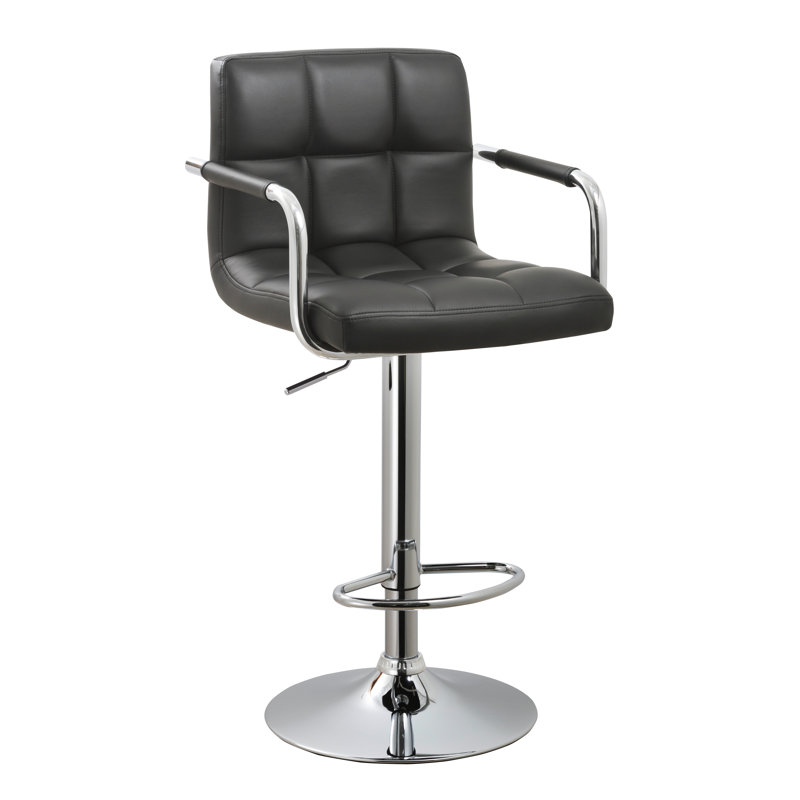 Gleneagles Swivel Upholstered Adjustable Height Counter Stool with Metal Frame, Black