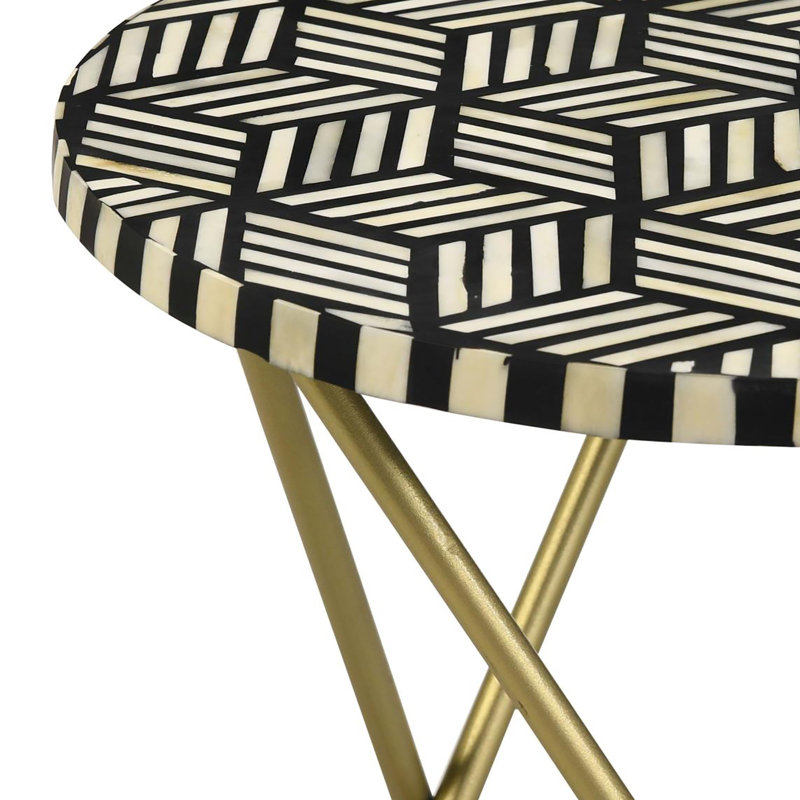 Table d'appoint noire, blanche et dorée