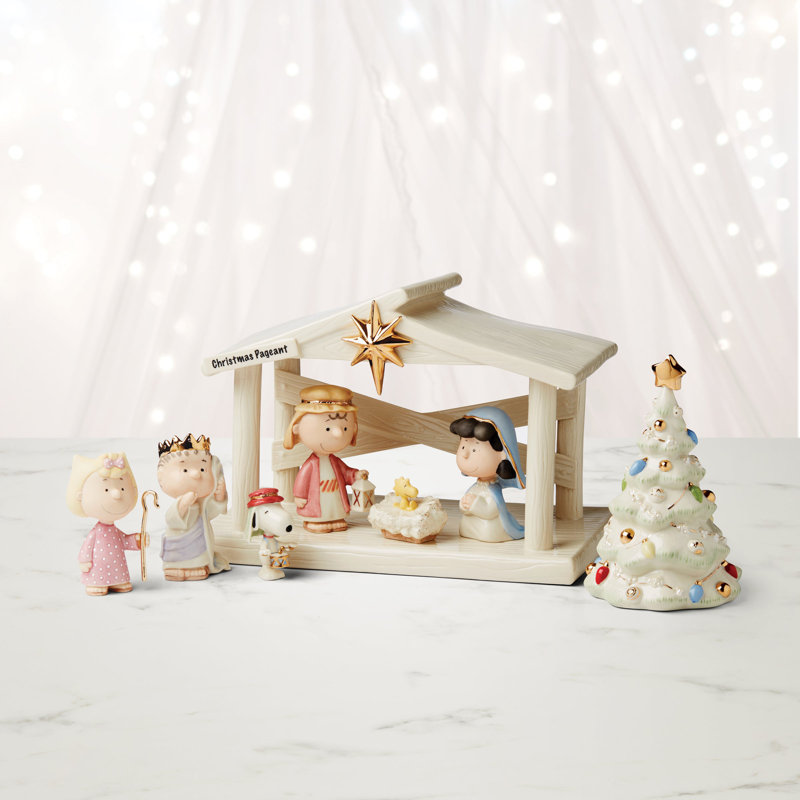 NATIVITY Peanuts The Christmas Pageant & Creche 8-Piece Set
