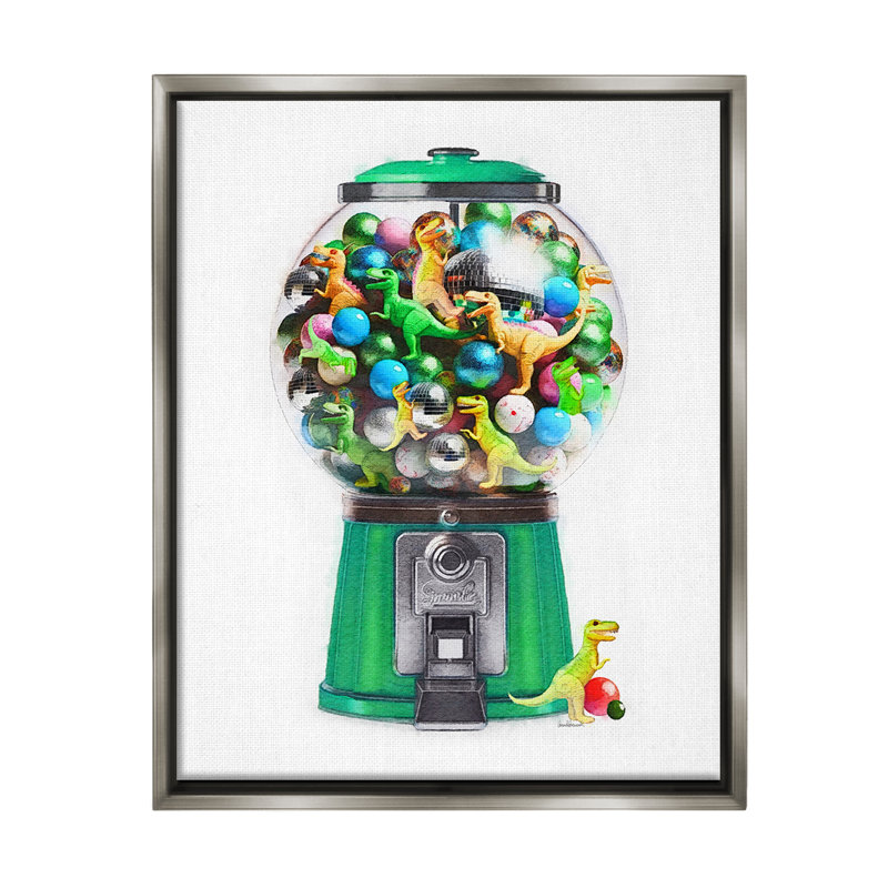 «Dinosaur Candy Distributeur» par Amanda Greenwood sur, Cadre flottant gris lustré, H 21 po x l 17 po